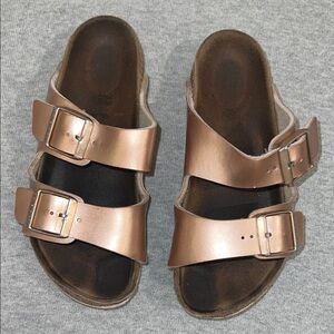 Birkenstock Metallic Bronze Double Strap Sandals